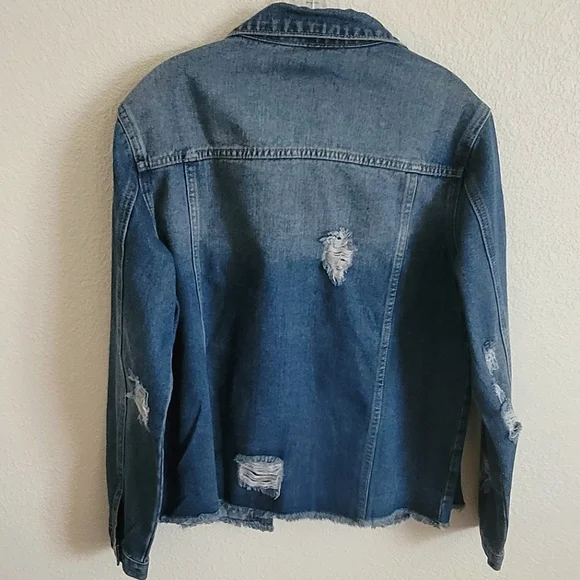 ROSKIKI Womens Boyfriend Washed Denim Jean Coat - Picture 2 of 4